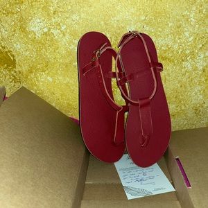 Sseko Custom T- Strap Sandal Flat Small Heel - Size 9